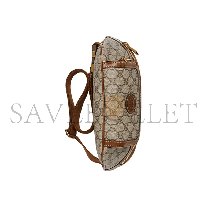 G*u*i gg large canvas with leather trim fanny 733240 (22*15*4cm)